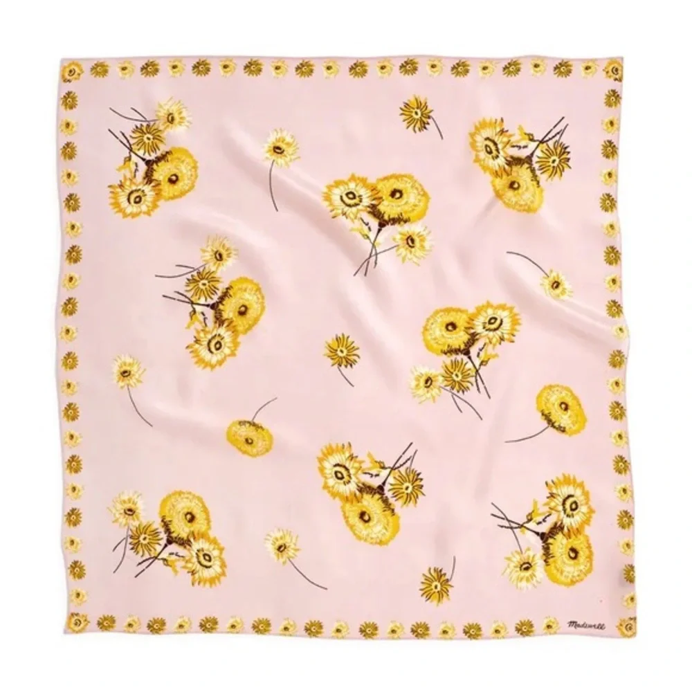 Madewell Bandana Silk Scarf Gold Flower